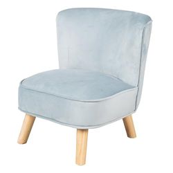 Roba Lil Sofa, kinderstoel voor jongens en meisjes, comfortabele stoel met stabiele houten poten en grijs fluweel, kinderzitmeubelserie"Lil Sofa" voor kinder- of babykamer lichtblauw