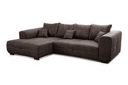 CAVADORE Big Sofá Mave Ricco/Big Sofá em design moderno em imitação de pele/inclui almofadas e/287 x 69 x 108 cm (BxHxT)/microfibra antracite