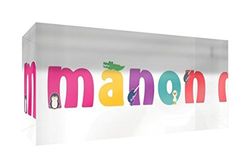 Little helper herinnering deco acryl transparant gepolijst als diamantstijl illustratief bont met de naam Meisjesnaam Manon 5 x 15 x 2 cm klein