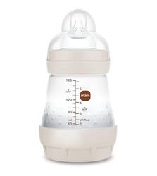 MAM Anti-kolik flaska för nyfödda, 0-2 månader, 160 ml, med spen, 1 långsam silikonflöde, lätt att ta emot, självsteriliserande och lätt att rengöra, lätt att starta anti-kolik, neutro