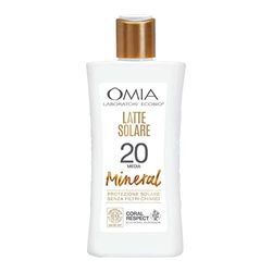 Omia, Latte Solare Mineral SPF20 Viso e Corpo, Protezione Solare Media, Per Pelli Moderatamente Scure e Olivastre, Con Filtro Minerale e Ingredienti di Origine Naturale, Flacone da 200 ml