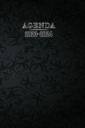 Agenda Semainier 2023 2024: Hebdomadaire Noir Professionnel format A5 - 18 mois (du juillet 2023 à décembre 2024) - 1 semaine sur 2 pages