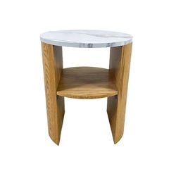 Romimex Table d'appoint Blanche Naturelle en Bois MDF 40 x 49 x 40 cm