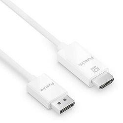 PureLink DisplayPort till High Speed HDMI-kabel, 4K Ultra HD 60Hz, 18 GB/s bandbredd, guldpläterade kontakter, 2,00 m, vit