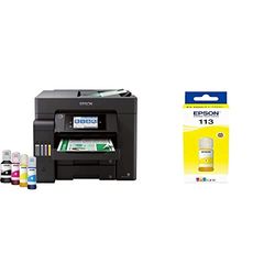 Epson EcoTank ET-5800, Stampante Multifunzione, Stampa Fronte/Retro, Scansione, Copia, Fax, Formato A4, ADF & C13T06B440 inchiostro giallo 70ml 6000 lati EcoTank bottiglia 5800 pigmentato