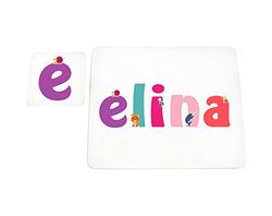 Little helper deken met Coaster illustratieve stijl bont met de naam meisjesnaam Elina
