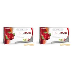 Cistomar Cápsulas de Arándano Rojo - Favorece el Bienestar del tracto Urinario - Con arándano rojo, fructooligosacáridos, Vitamina C, 30 cápsulas (Paquete de 2)
