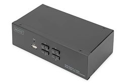 DIGITUS Conmutador KVM, 4 Puertos, Doble Pantalla, 4K, DisplayPort