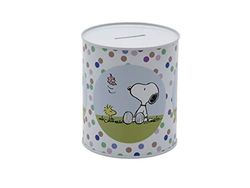 Snoopy Spaarpot van metaal, voor kinderen, munten, 10 x 10 x 12 cm, meerkleurig, officieel product (CyP Brands)