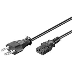 PremiumCord Netsnoer 230 V 2 m, stroomkabel met Zwitserse stekker naar koudaansluiting C13, IEC 320, pc-netsnoer 3-polig, kleur zwart