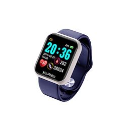 RF Distribution Power Color Smartwatch, fitness voor heren en dames, stappenteller, hartslagbewaking, slaap en gezondheid, meldingen, zilveren behuizing met zwarte armband en extra blauwe armband