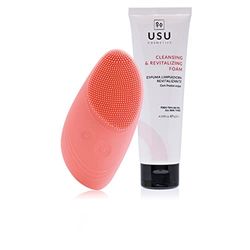 Pack Routine K-Beauty Nettoyage 2.0 - Mousse nettoyante visage aux fruits rouges + Brosse NUSU 2.0 - Massage anti-fatigue et thermothérapie - Nettoie, revitalise et protège la peau - USU Cosmetics