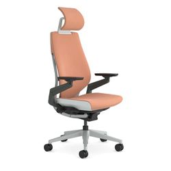 Steelcase Gesture, chaise de bureau ergonomique avec accotoirs à 360°, soutien lombaire 3D Live Back et têtière réglable Pêche