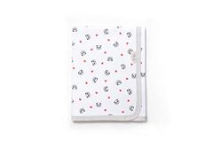 Ti TIN | Nids d’Ange (Lange) en Maille pour Bébé, 80x80 cm | 100% Coton - Lange Doux, Absorbant et Multifonction - Motif Panda et Coeur - Couleur Beige et Rouge - 180gr/m²