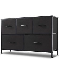 DUMOS Cassettiera con cassetti, cassettiere e credenze adatte per camera da letto, cassettiera con 5 cassetti, cassettiera in tessuto con robusto telaio in acciaio, ideale per camera da letto,