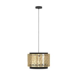 EGLO Sandbach - Lampadario a 1 luce per il tavolo da pranzo, lampadario per sala da pranzo in ottone e metallo nero, lampadario con attacco E27, diametro 42 cm