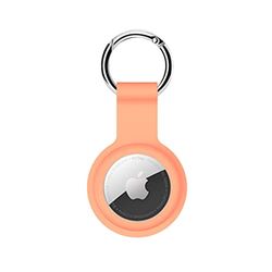 Étui AirTag en Silicone, étui de Protection Portable Airtag Holder résistant aux Rayures Apple Tag Keychain Case Cover pour clés, Bagages, Sac à Dos, Collier pour Animal de Compagnie, Orange