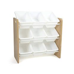 Humble Crew, étagère pour Enfants, Organisateur de Jouets avec 9 bacs de Rangement, Naturel/Blanc