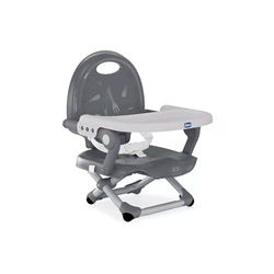 Chicco Pocket Snack Alçador de cadeira para crianças para comer, adequado de 6 meses até 3 anos (15 kg), cadeira de viagem portátil e ajustável para bebés, compacto e com bandeja removível, cinzento