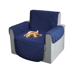 Comart, Majestic - Funda Universal para sofá y sillón con reposabrazos, Acolchada, Reversible, Lavable a máquina, Antideslizante, antiarañazos, para Mascotas, Color Azul, sillón de 1 Plaza