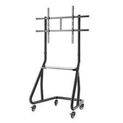 Hama Tv-trolley, verrijdbare tv-standaard voor 49-100 inch, in hoogte verstelbaar, mobiele tv-houder met vergrendelbare wielen, hifi-rek, VESA-compatibele vloerstandaard voor tv oprolbaar, zwart