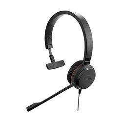 Jabra Evolve 30 MS Mono Casque - Casque certifié Microsoft pour VoIP Softphone avec annulation passive du bruit - Câble USB avec contrôleur - Noir