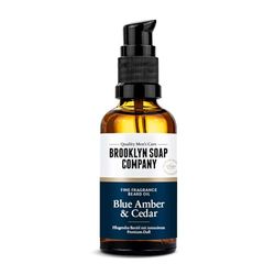 Brooklyn Soap Company, Aceite para barba de 50 ml, color azul ámbar y cedro, para el cuidado diario de la barba, ideal como regalo para hombres