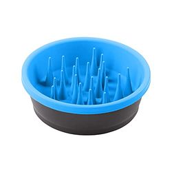 Dexas Gamelle pour Chien à Alimentation Lente pour Une Digestion Plus Saine, des Dents et des gencives, capacité de 6 Tasses, Gris et Bleu