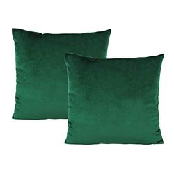 Juego de 2 Fundas Decorativas de Almohada y cojín, cuadradas, 50 x 50 cm, Terciopelo Verde Esmeralda Oscuro, para Navidad, para Coche, sofá, Cama, Oficina