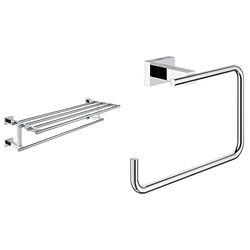 GROHE Essentials Cube | Accessoires Bath - Multi-Badetuchhalter |chrom |40512001 & 40510001 Essentials Cube Handtuchring, Chrome