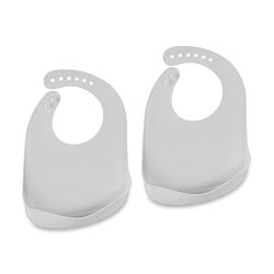 Relaxdays 2 Baberos de Silicona para Bebé, Bolsillo, Sin BPA, Aptos Lavavajillas, 30 x 23 x 1,5 cm, Gris Claro