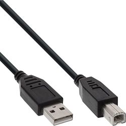 InLine - Cable USB 2.0 (Conector A a Conector B, 3 m), Color Negro