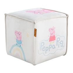 roba Taburete Infantil Peppa Pig - Cubo de Asiento para Niños y Niñas a Partir de 18 Meses - Soporta hasta 60 kg - Taburete Tapizado en Beige con Estampado de Peppa en Rosa