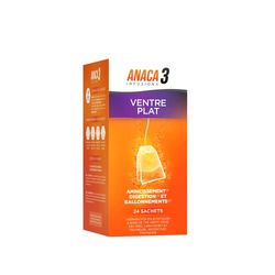 ANACA 3 - Infusion Ventre Plat - Facilite L'Oxydation(1) & La Digestion(2) - Thé Vert, Menthe Poivrée, Carvi Noir, & Framboises - Arôme Framboise - 100% Naturel - Programme 12 Jours - 24 Sachets