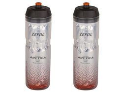 ZEFAL Arctica 75 Pack - set med två cykelflaskor 750 ml - isolerad cykelflaska - luktfri och vattentät - BPA-fri sportburk - silver/orange