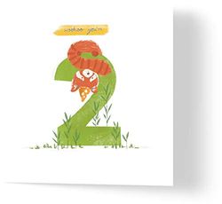 Woohoo You're Two! - Birthday Card - Made from Recycled Materials - Greeting Cards for Friends, Family, Loved Ones - Made by UK Independent Artists - Compostable Packaging