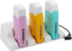 EpilWax - epilateur chauffe cire epilation professionnelle : 3 Chauffe cire Multicolore pour Roll-On de cire 100 ml 1 Support - Appareil Épilation Chauffe Cartouche Cire Recharge (Trio, Multicolore)