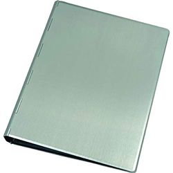 Alassio 40111 - Carpeta de anillas de aluminio, cuaderno, color plateado, carpeta de aprox. 24,5 × 18,5 × 2,5 cm, carpeta de anillas de metal A5, carpeta de aluminio para bloc A5