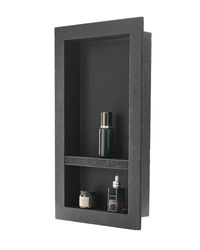 VEVOR Niche Encastrable Salle de Bain, 10,16x40,64x71,12 cm, Niche Douche Encastrable Murale Étagères Organisateur de Rangement Moderne, pour Stockage de Savon, Shampoing, Douche, Salle de Bains, Noir