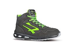U-Power Red Lion Hummer, Safety Shoes, sapatos de segurança, altos, leves e flexíveis, anti-perfuração, com inserção Infinergy, com biqueira de alumínio, cinzento e verde 43