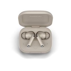 Motorola Moto Buds Plus, bezprzewodowe słuchawki, aktywna redukcja szumów, bezprzewodowe słuchawki Sound by Bose, przestrzenny dźwięk Dolby Atmos z, słuchawki Bluetooth autonomia do 38 godzin, beżowy