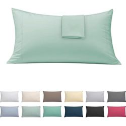 ECOMMERC3 Lot de 2 taies d'oreiller Extra Douces et Confortables - 100% fabriquées en Espagne, Respirantes, faciles à Laver - 45 x 100 cm, Vert
