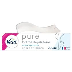 VEET PURE - Crème Dépilatoire Corps & Jambes - Peaux Sensibles - Sans Odeur d'Amoniaque - 200ml