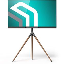 ONKRON Statief tv-standaard voor schermen van 32-65 inch, in hoogte verstelbare tv-standaard hout tot 35 kg - Interieur tv-standaards voor woonkamer Max VESA 400x400 mm/universele draaibare