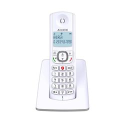 ALCATEL F530 - Téléphone Fixe Sans Fil DECT - Grand Écran Rétroéclairé - Mains Libres - Fonction Blocage Des Appels - 2 Touches De Mémoires Directes - Blanc/Gris