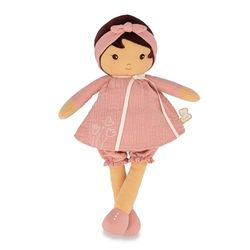 KALOO - Tendresse - Ma 1ère Poupée en Tissu Amandine - Poupée de Chiffon 40 cm - Robe en Mousseline - Peau Mate - Ruban Personnalisable - Dès la Naissance, K200014