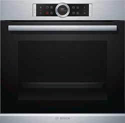 BOSCH - Horno Multifunción con Vapor Añadido, 60 cm, Asistente de limpieza con agua, Recetas pre-programadas, Electrónica TFT con símbolos TouchControl, Serie 8, acero inoxidable, HRG635BS1