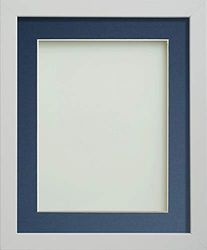Frame Company Allington White Photo Frame with Blue Mount, 20x16 for 16x12 inch, fitted with perspex