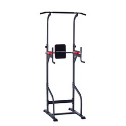 Ultrasport Power Tower, multifunctioneel krachtstation voor een veelzijdige workout thuis, krachttoren , dip station, pull-up bar, push-up grepen, in grootte verstelbaar, Zwart-Rood