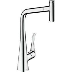 hansgrohe Metris Select Eengreeps-keukenkraan (comfort-hoogte 320 mm, met uittrekbare uitloop en slangbox) chroom